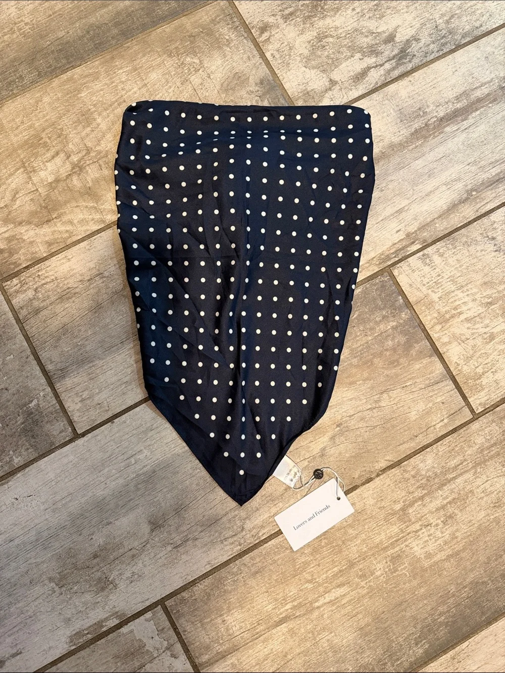 Lovers + Friends Navy Polka Dot Scarf